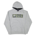 CHAMPION Mens Grey Hoodie L Cotton Blend Pullover Camouflage Logo