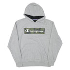 CHAMPION Mens Grey Hoodie L Cotton Blend Pullover Camouflage Logo