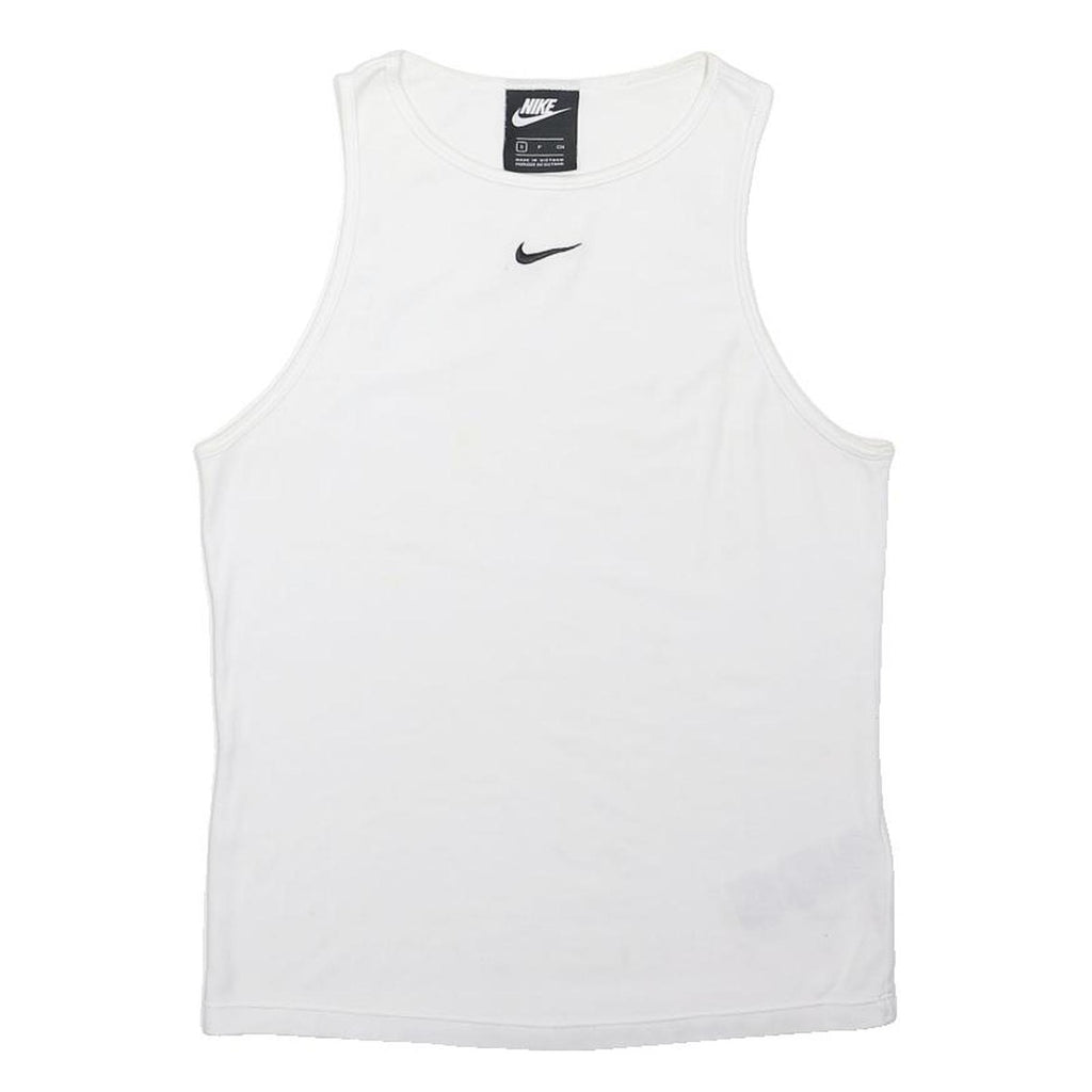 NIKE Mens White Sleeveless T-Shirt S Cotton Blend Classic Crew Neck Sports