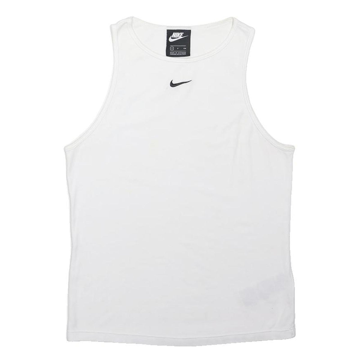 NIKE Mens White Sleeveless T-Shirt S Cotton Blend Classic Crew Neck Sports