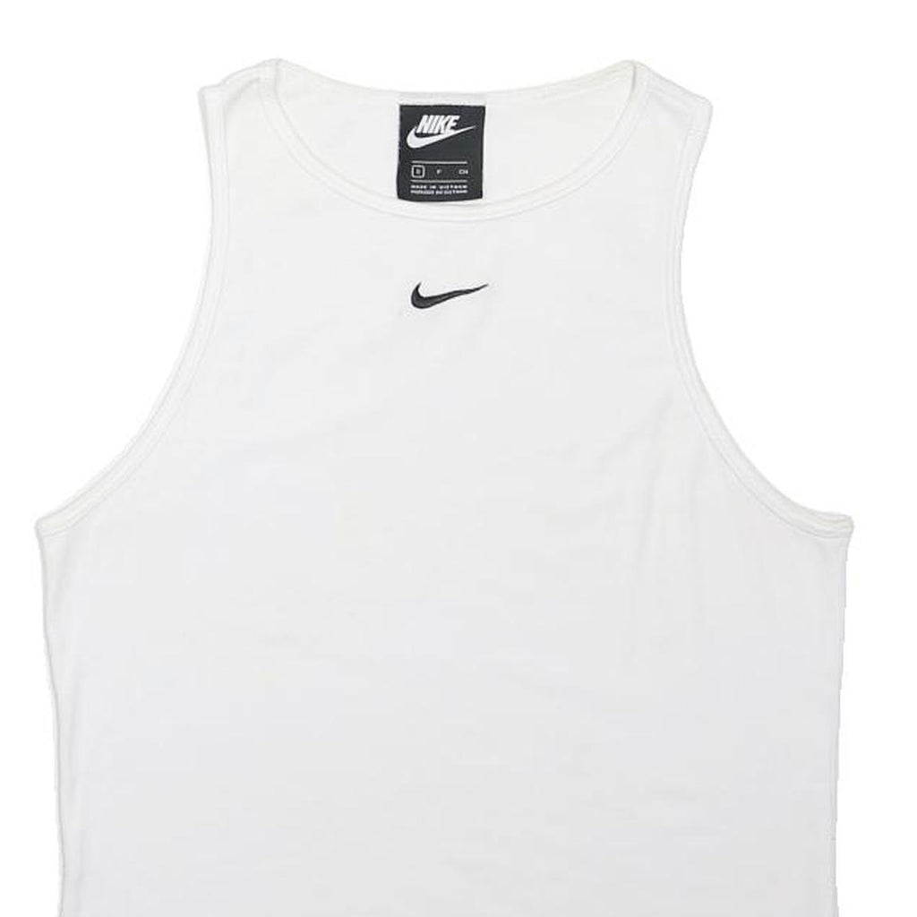 NIKE Mens White Sleeveless T-Shirt S Cotton Blend Classic Crew Neck Sports