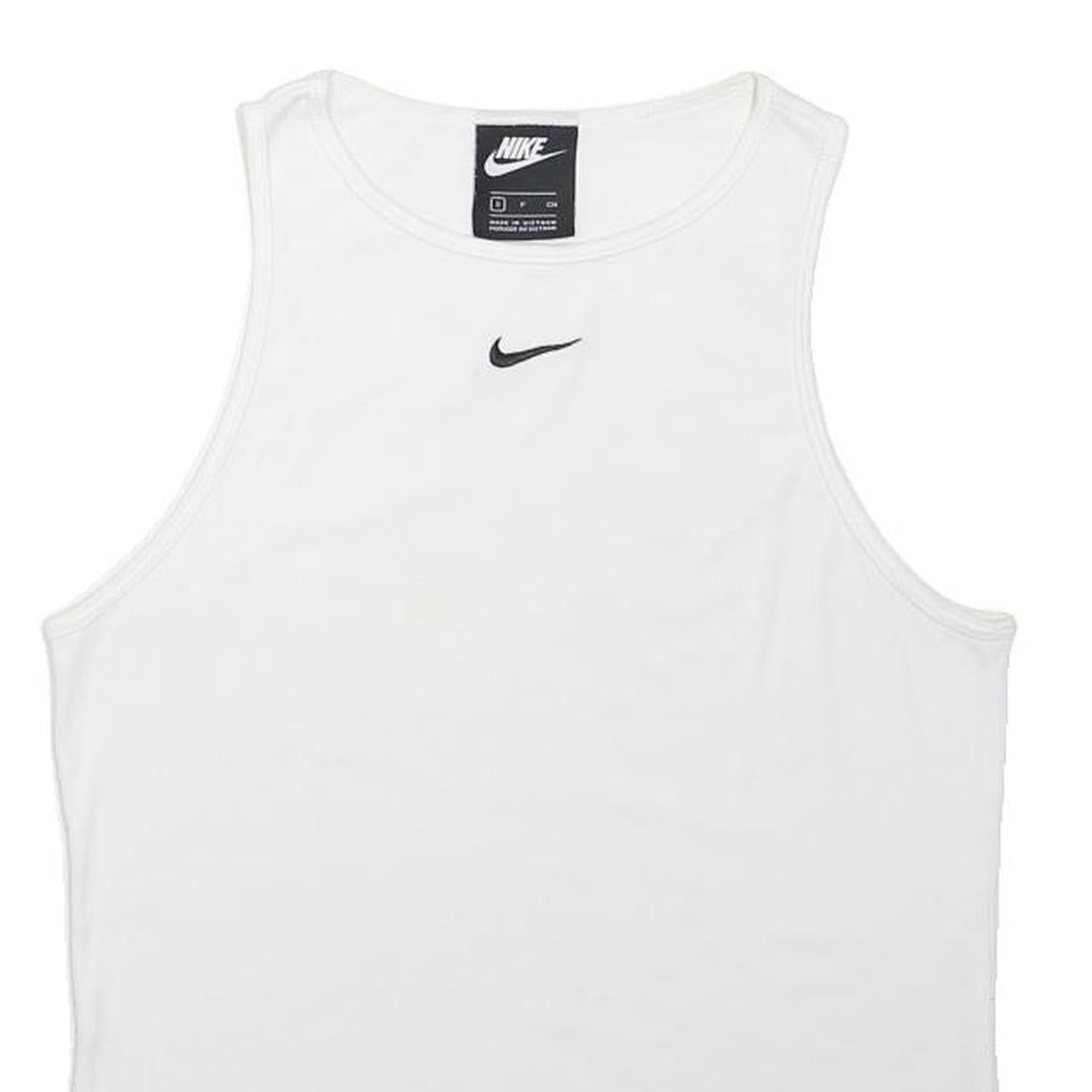 NIKE Mens White Sleeveless T-Shirt S Cotton Blend Classic Crew Neck Sports