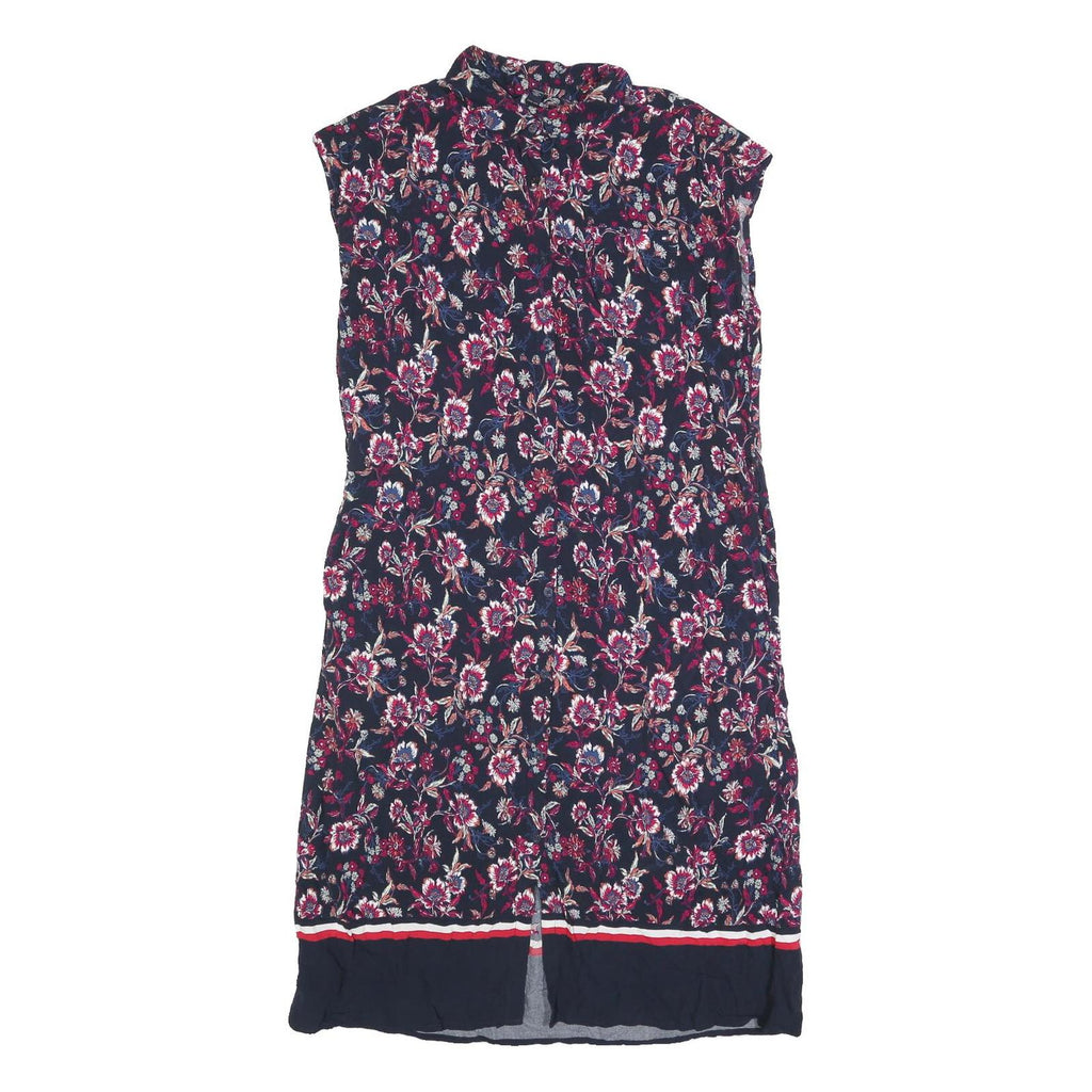 TOMMY HILFIGER Womens Blue Floral Shirt Dress Cotton Blend Sleeveless S Button