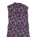 TOMMY HILFIGER Womens Blue Floral Shirt Dress Cotton Blend Sleeveless S Button