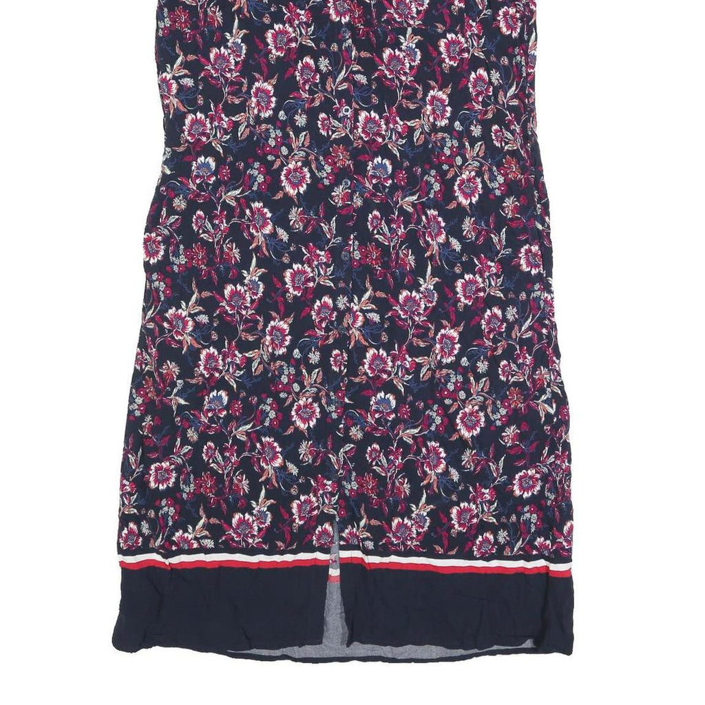 TOMMY HILFIGER Womens Blue Floral Shirt Dress Cotton Blend Sleeveless S Button