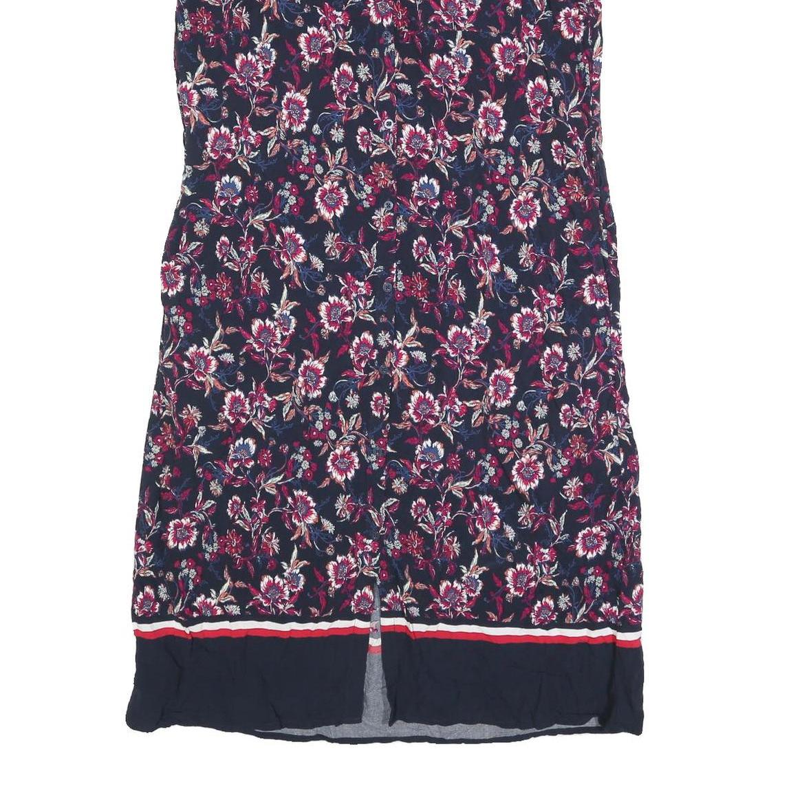 TOMMY HILFIGER Womens Blue Floral Shirt Dress Cotton Blend Sleeveless S Button