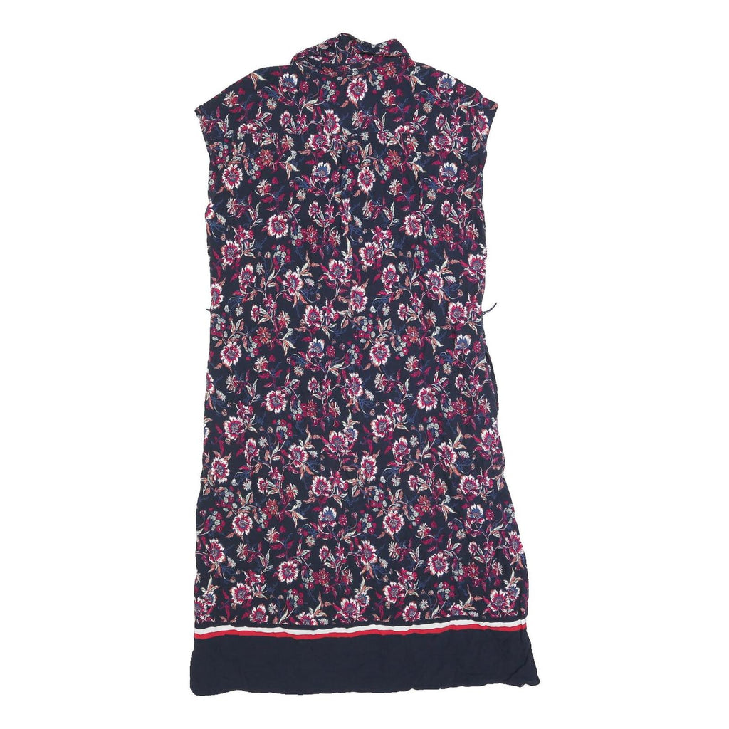 TOMMY HILFIGER Womens Blue Floral Shirt Dress Cotton Blend Sleeveless S Button