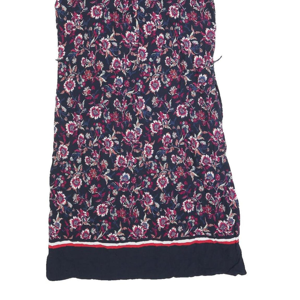 TOMMY HILFIGER Womens Blue Floral Shirt Dress Cotton Blend Sleeveless S Button