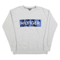 TOMMY HILFIGER Womens Grey Sweatshirt Crew Neck L Hilfiger Logo Cotton Blend