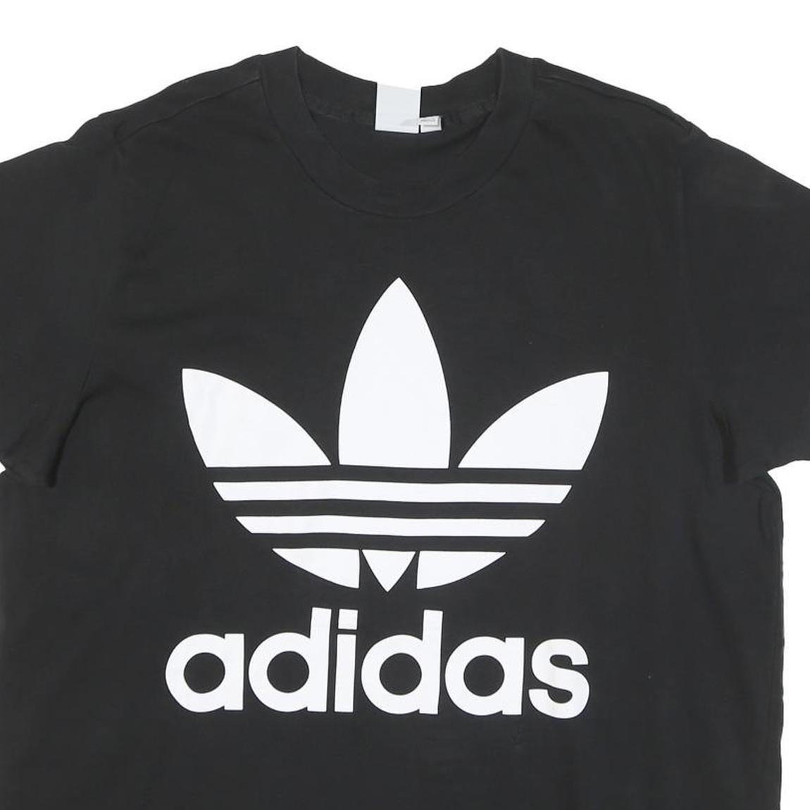 ADIDAS Womens Black & White Graphic T-Shirt UK 14 Short Sleeve Crew Neck