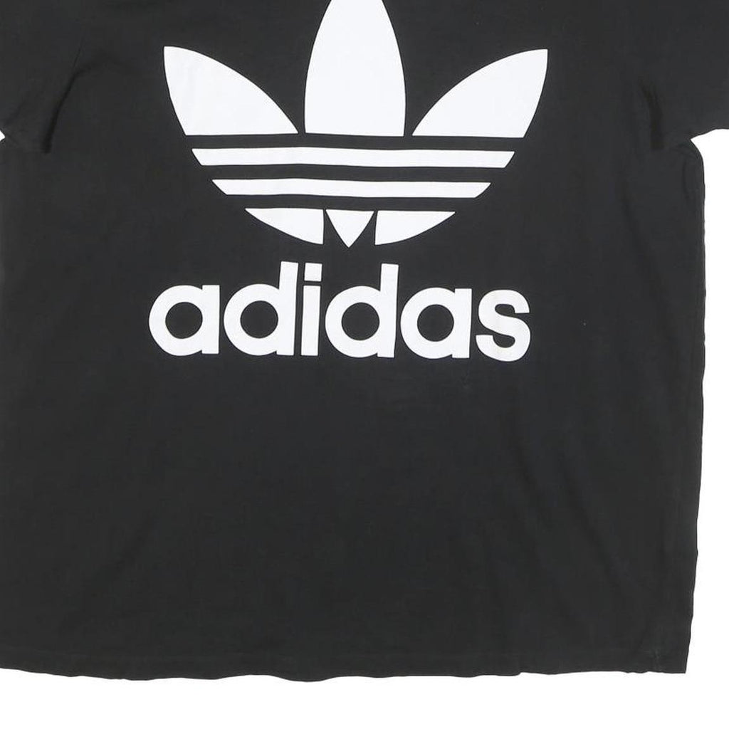 ADIDAS Womens Black & White Graphic T-Shirt UK 14 Short Sleeve Crew Neck