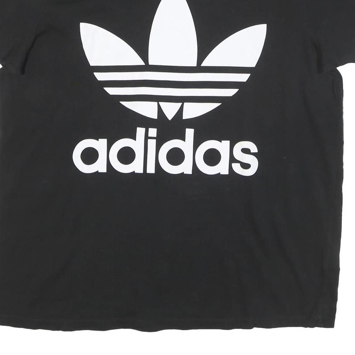 ADIDAS Womens Black & White Graphic T-Shirt UK 14 Short Sleeve Crew Neck
