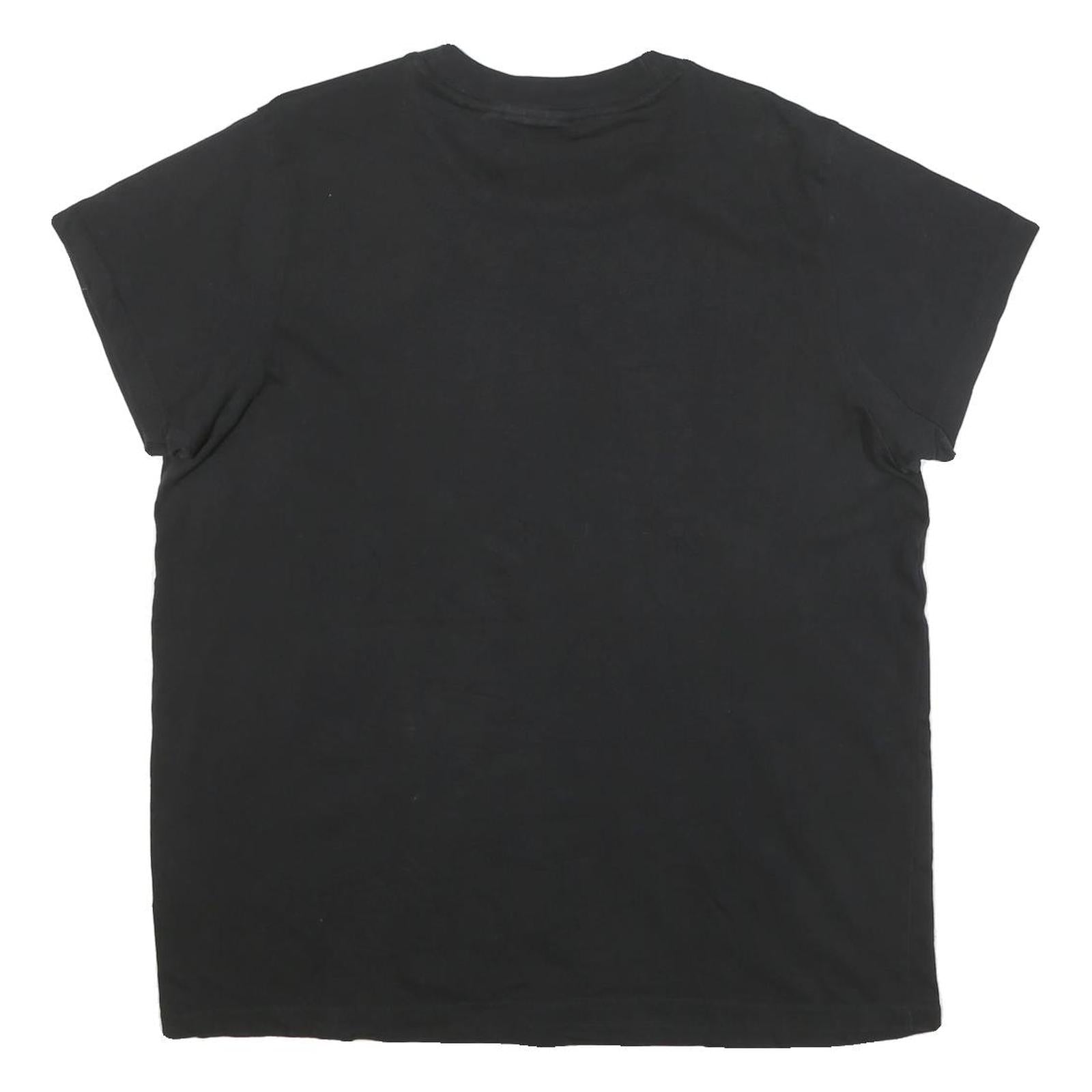 ADIDAS Womens Black & White Graphic T-Shirt UK 14 Short Sleeve Crew Neck