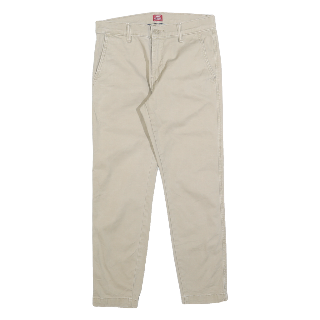 LEVI'S Mens Cotton Blend Beige Regular Zip Trousers W29 L25 Casual Classic Fit