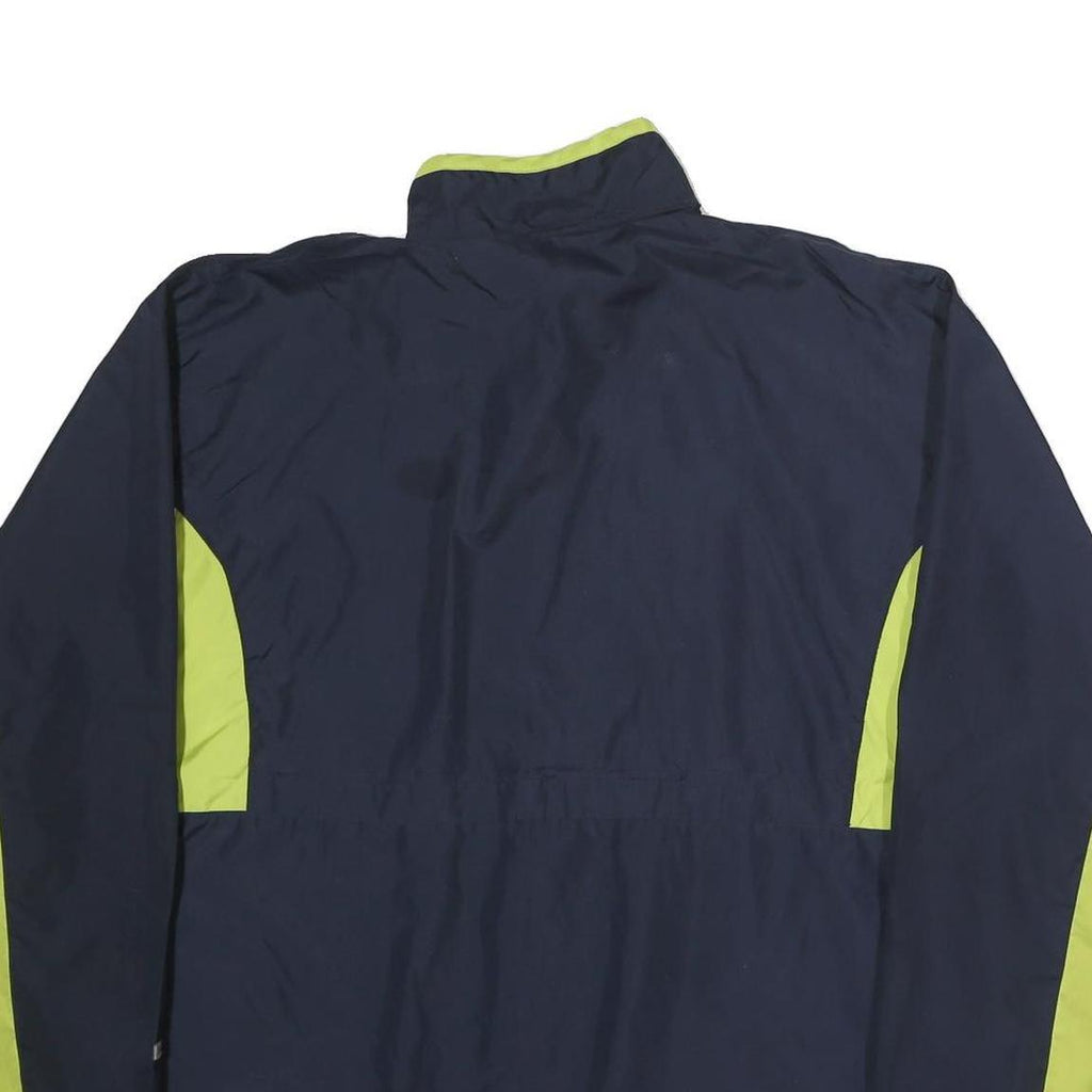 STARTER Mens Navy & Lime Zip Jacket L Polyester Lightweight Track Top Sportswear