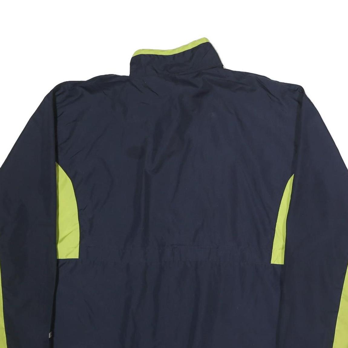 STARTER Mens Navy & Lime Zip Jacket L Polyester Lightweight Track Top Sportswear