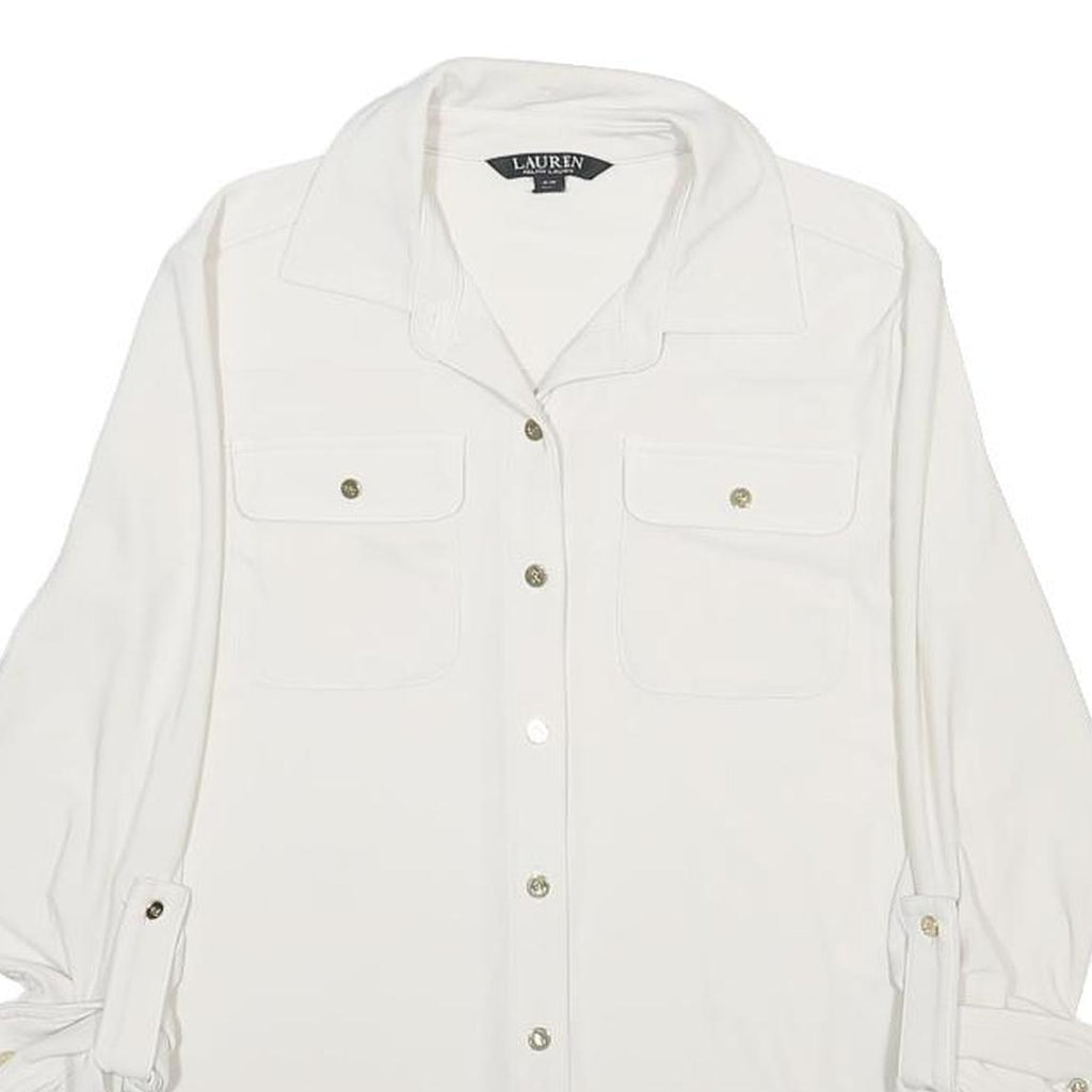 LAUREN RALPH LAUREN Womens White Basic Shirt Long Sleeve Collared S Button Front