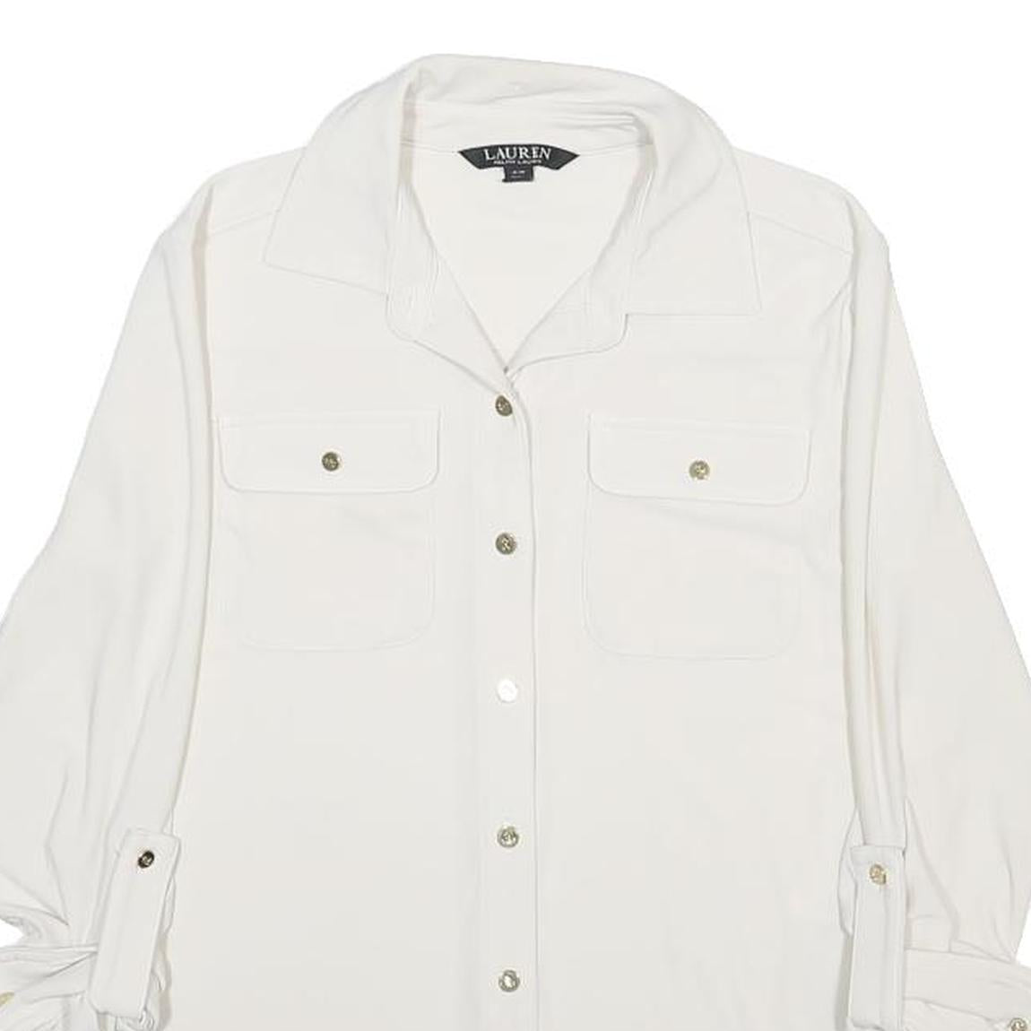 LAUREN RALPH LAUREN Womens White Basic Shirt Long Sleeve Collared S Button Front
