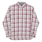 TOMMY HILFIGER Mens Red & White Check Shirt L Long Sleeve Casual Button
