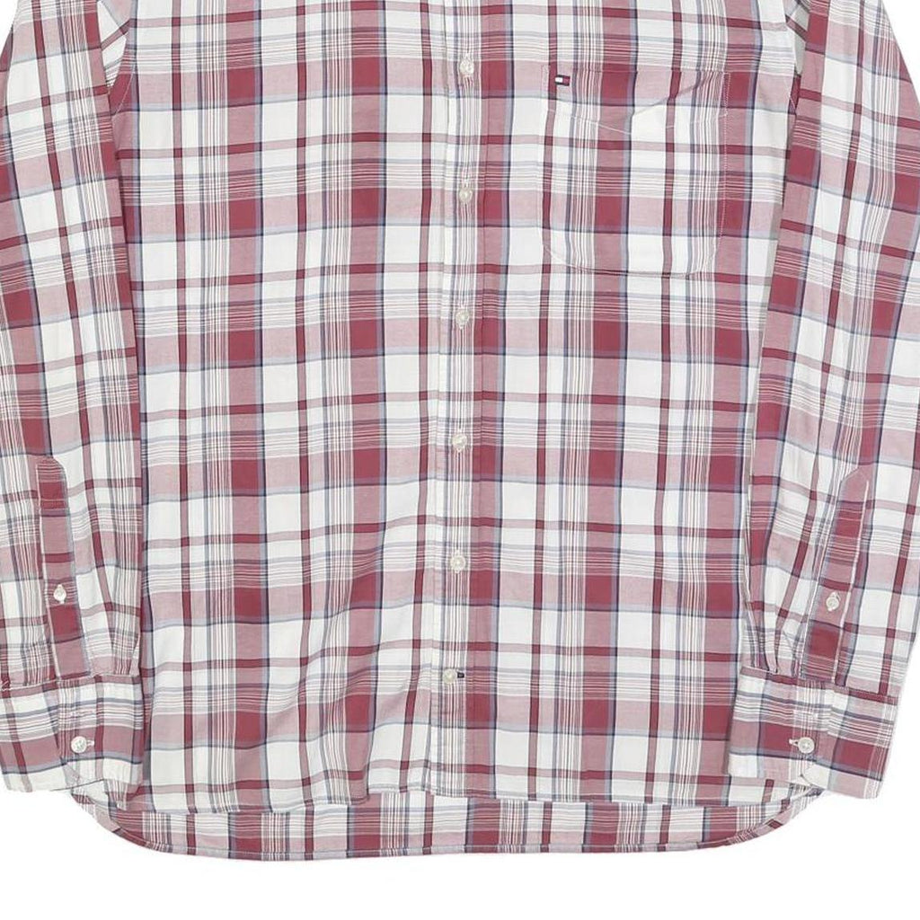 TOMMY HILFIGER Mens Red & White Check Shirt L Long Sleeve Casual Button