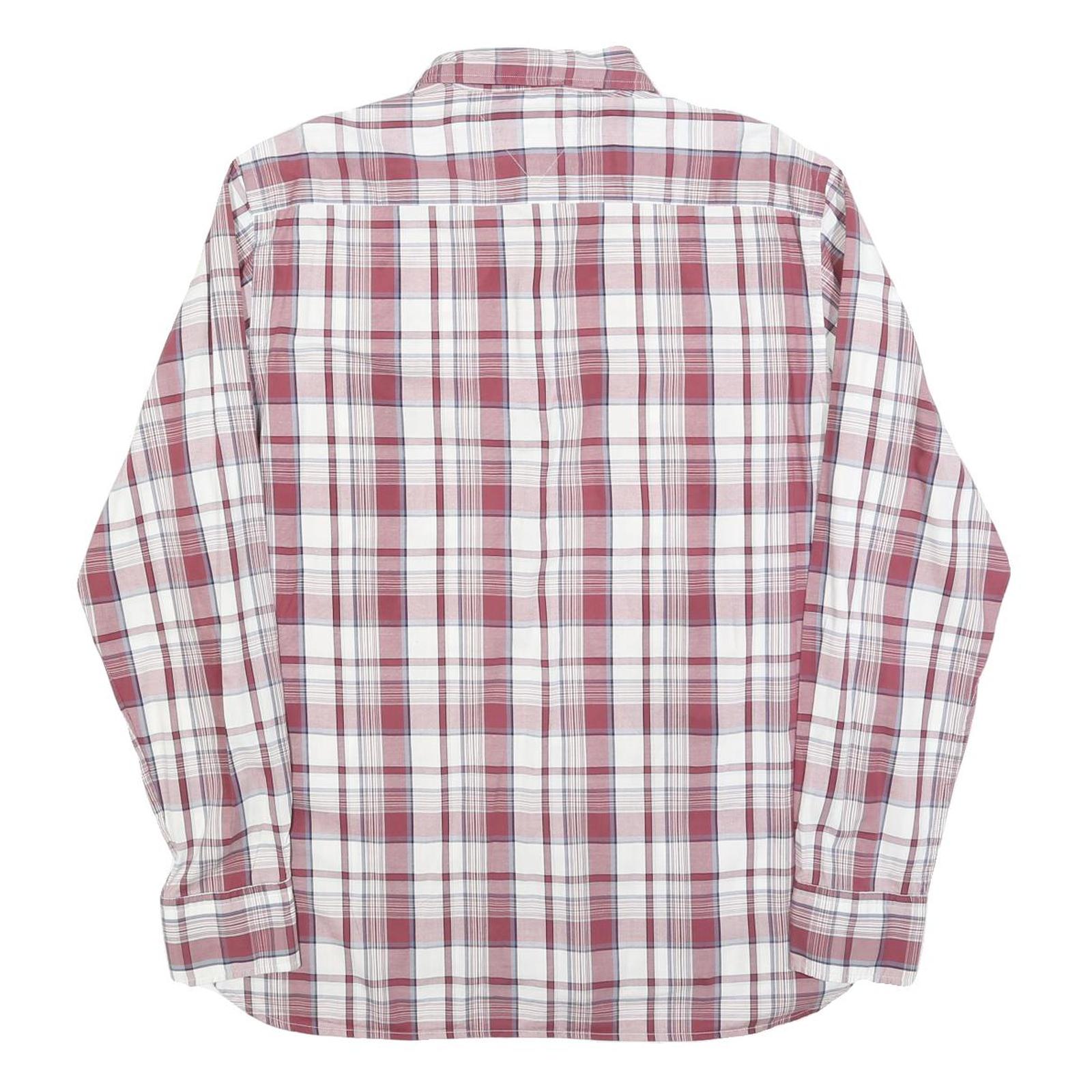TOMMY HILFIGER Mens Red & White Check Shirt L Long Sleeve Casual Button