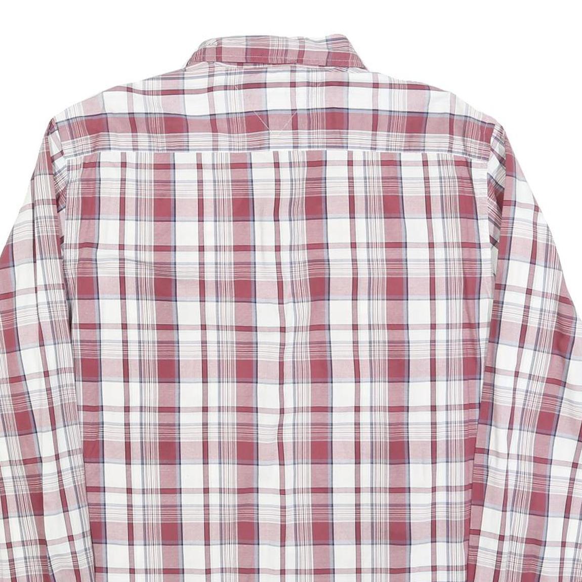 TOMMY HILFIGER Mens Red & White Check Shirt L Long Sleeve Casual Button