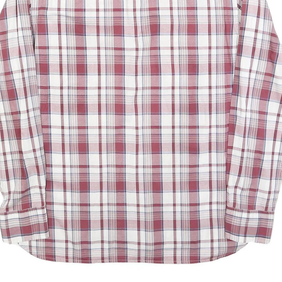 TOMMY HILFIGER Mens Red & White Check Shirt L Long Sleeve Casual Button