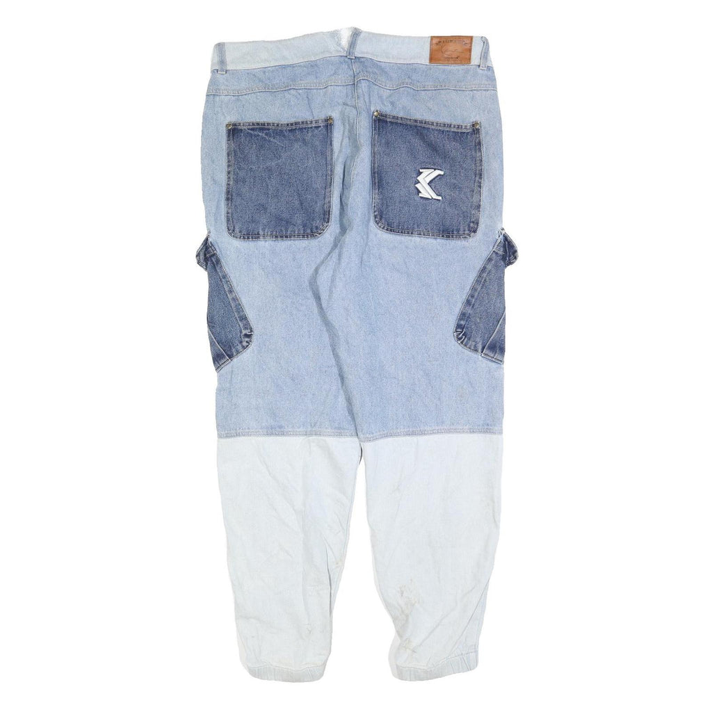 KARL KANI Mens Jeans Blue Regular Cargo Denim Light W38 L30 Streetwear