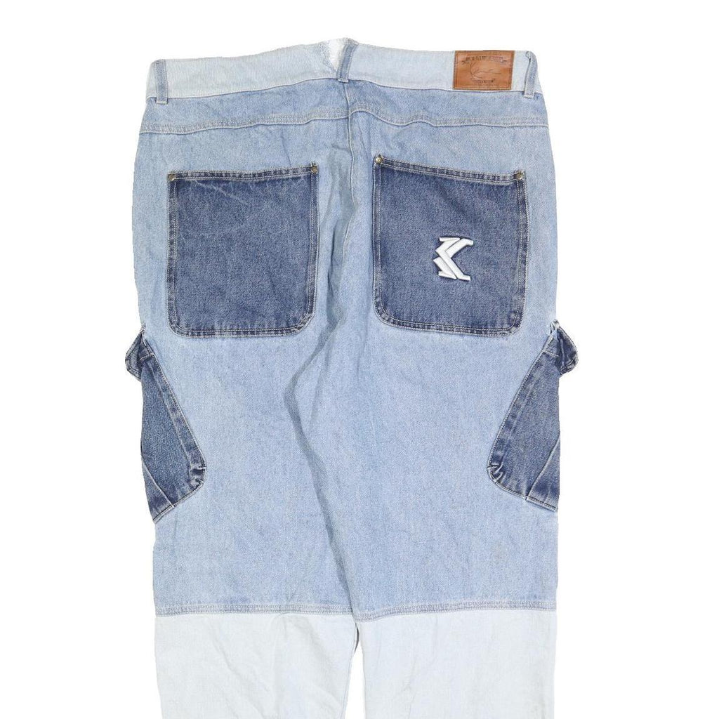 KARL KANI Mens Jeans Blue Regular Cargo Denim Light W38 L30 Streetwear