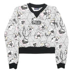 FILA Womens White & Black Floral Sweatshirt Crew Neck XS Lightweight Comfort