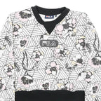 FILA Womens White & Black Floral Sweatshirt Crew Neck XS Lightweight Comfort