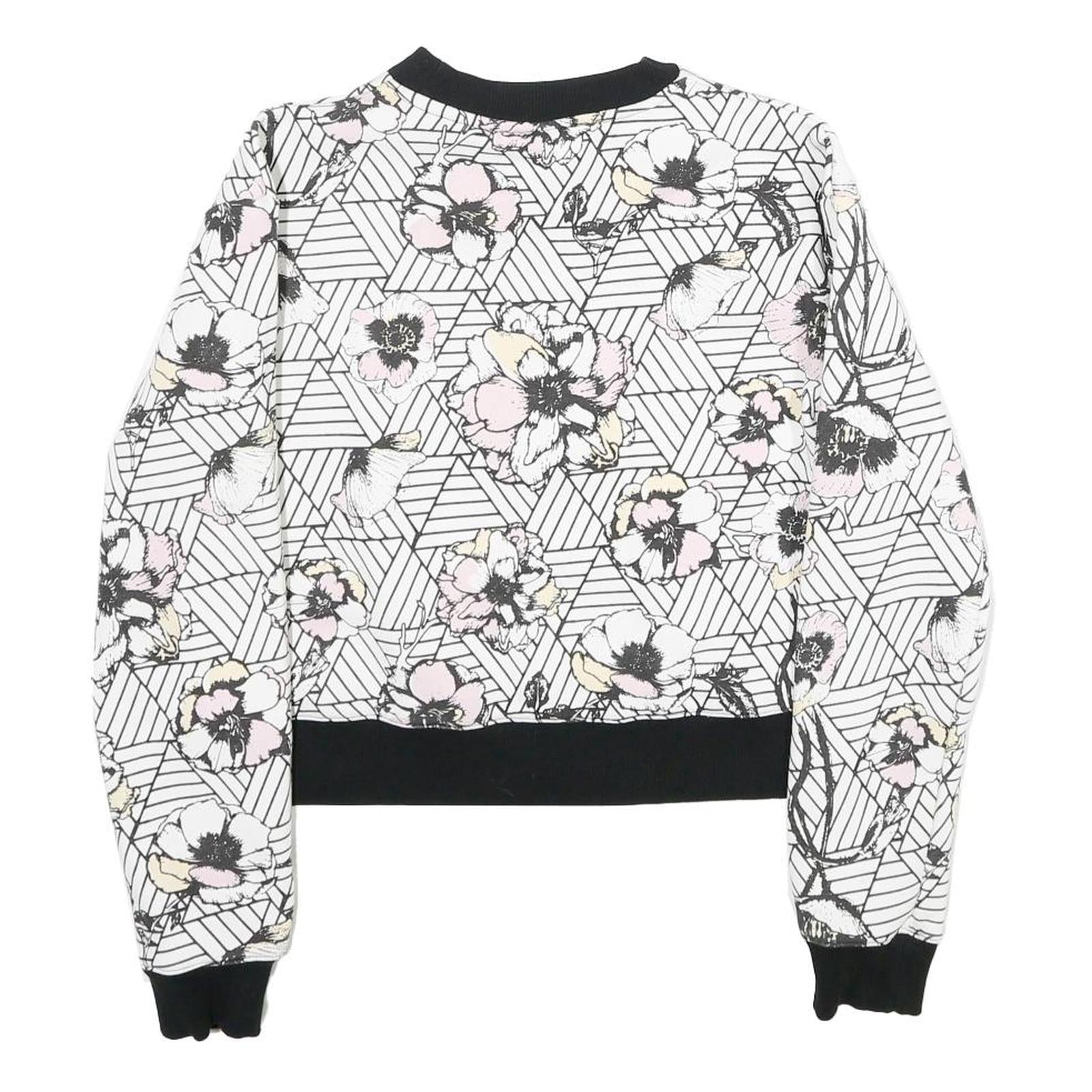 FILA Womens White & Black Floral Sweatshirt Crew Neck XS Lightweight Comfort