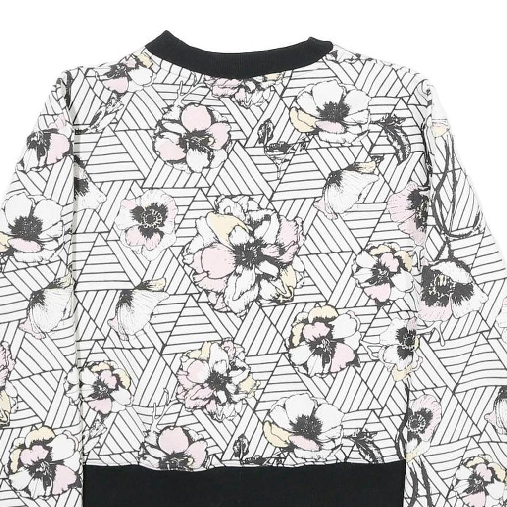 FILA Womens White & Black Floral Sweatshirt Crew Neck XS Lightweight Comfort