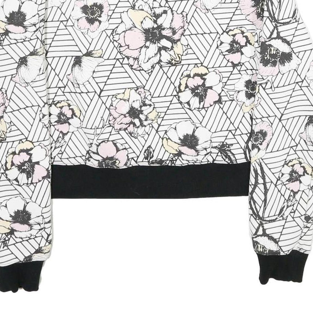 FILA Womens White & Black Floral Sweatshirt Crew Neck XS Lightweight Comfort