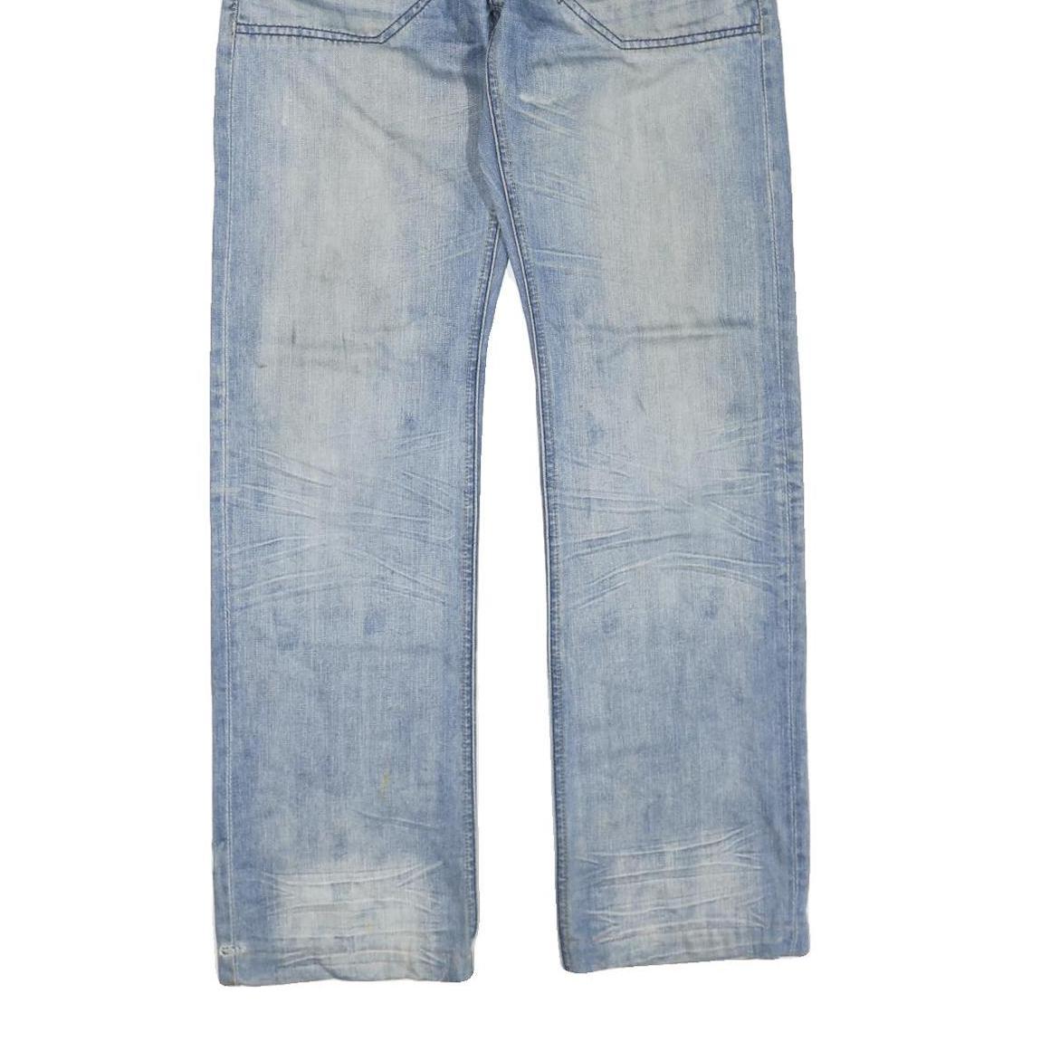 JACK & JONES Mens Blue Cotton Blend Regular Straight Denim W36 L34 Zip Jeans