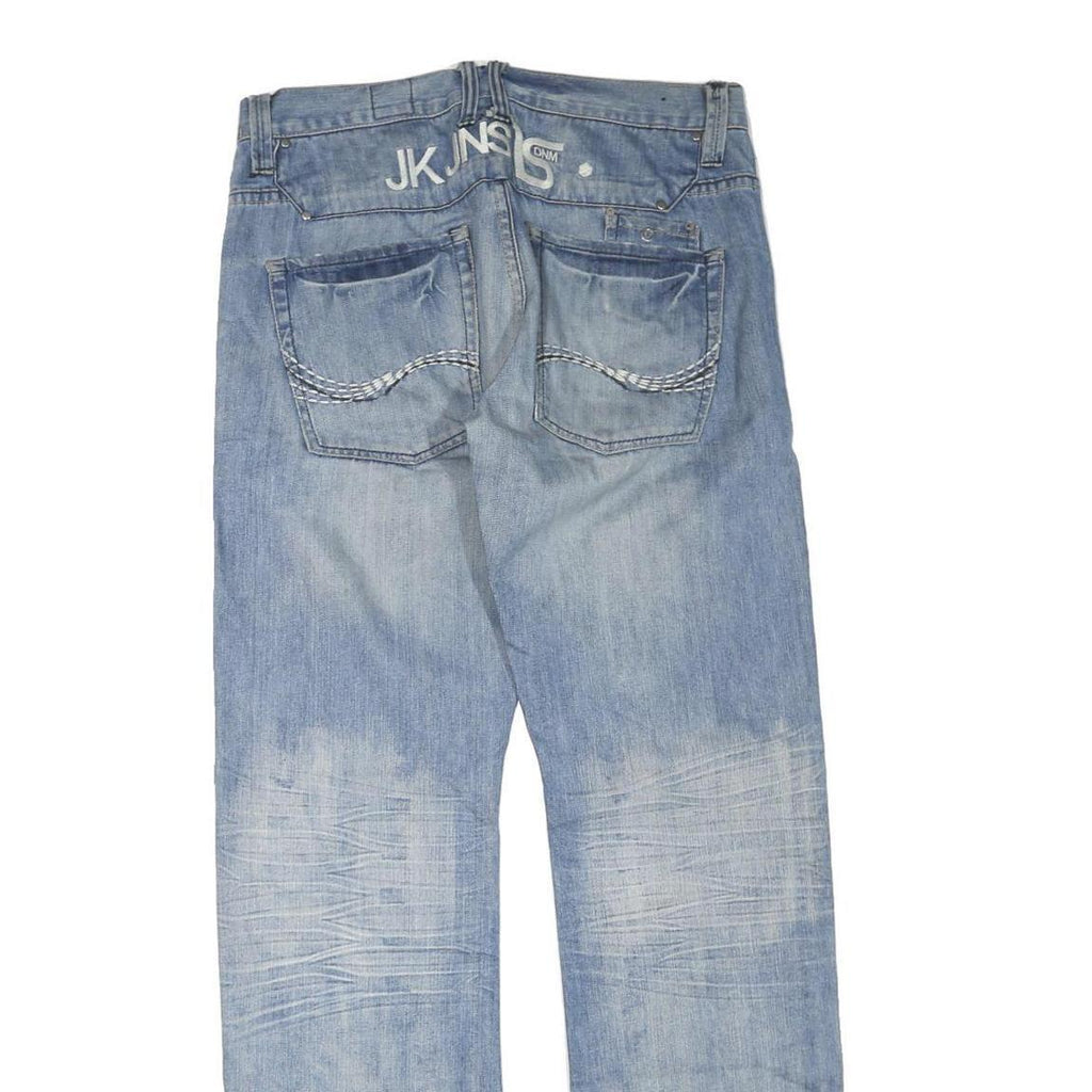 JACK & JONES Mens Blue Cotton Blend Regular Straight Denim W36 L34 Zip Jeans