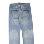 JACK & JONES Mens Blue Cotton Blend Regular Straight Denim W36 L34 Zip Jeans