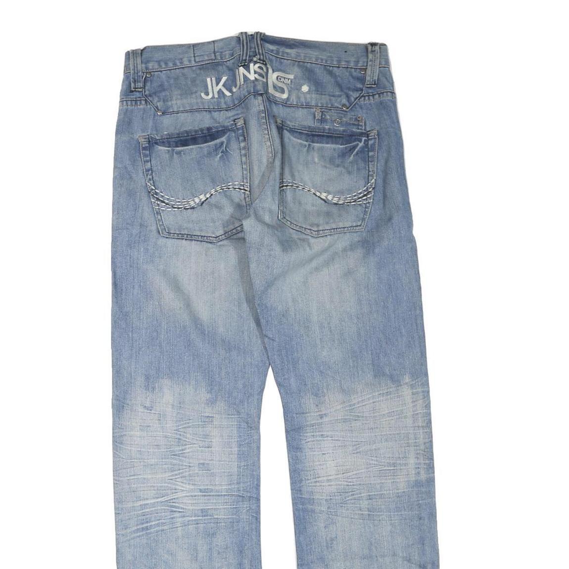 JACK & JONES Mens Blue Cotton Blend Regular Straight Denim W36 L34 Zip Jeans