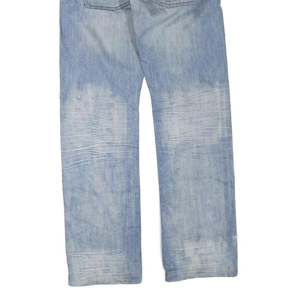 JACK & JONES Mens Blue Cotton Blend Regular Straight Denim W36 L34 Zip Jeans