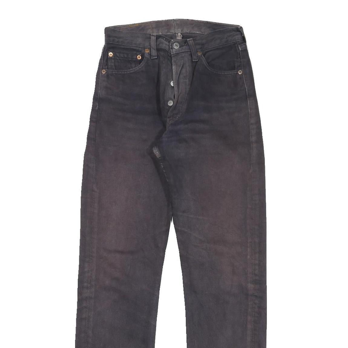 LEVI'S Mens Black Regular Straight Denim Jeans W26 L31 Classic Casual Button Fly