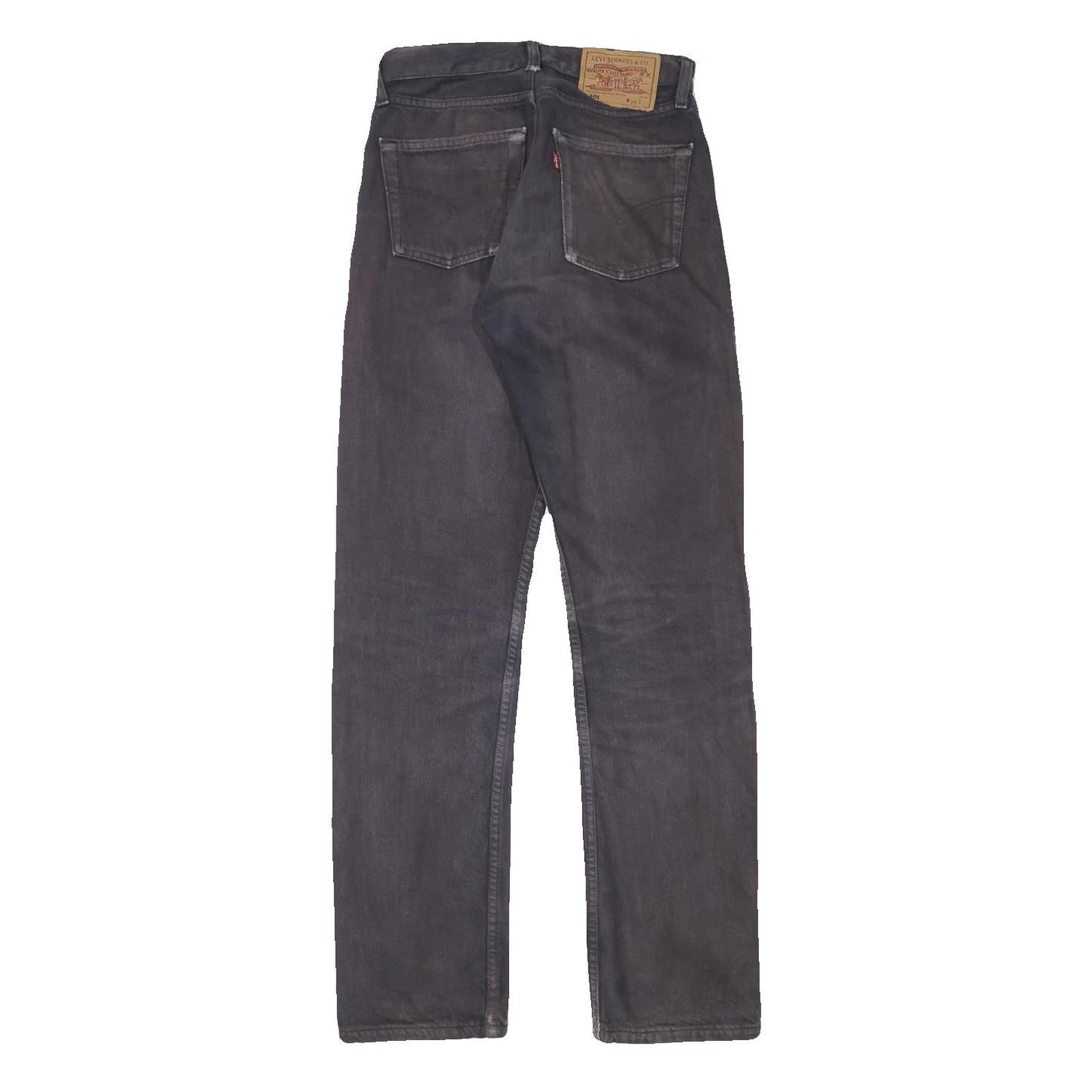 LEVI'S Mens Black Regular Straight Denim Jeans W26 L31 Classic Casual Button Fly