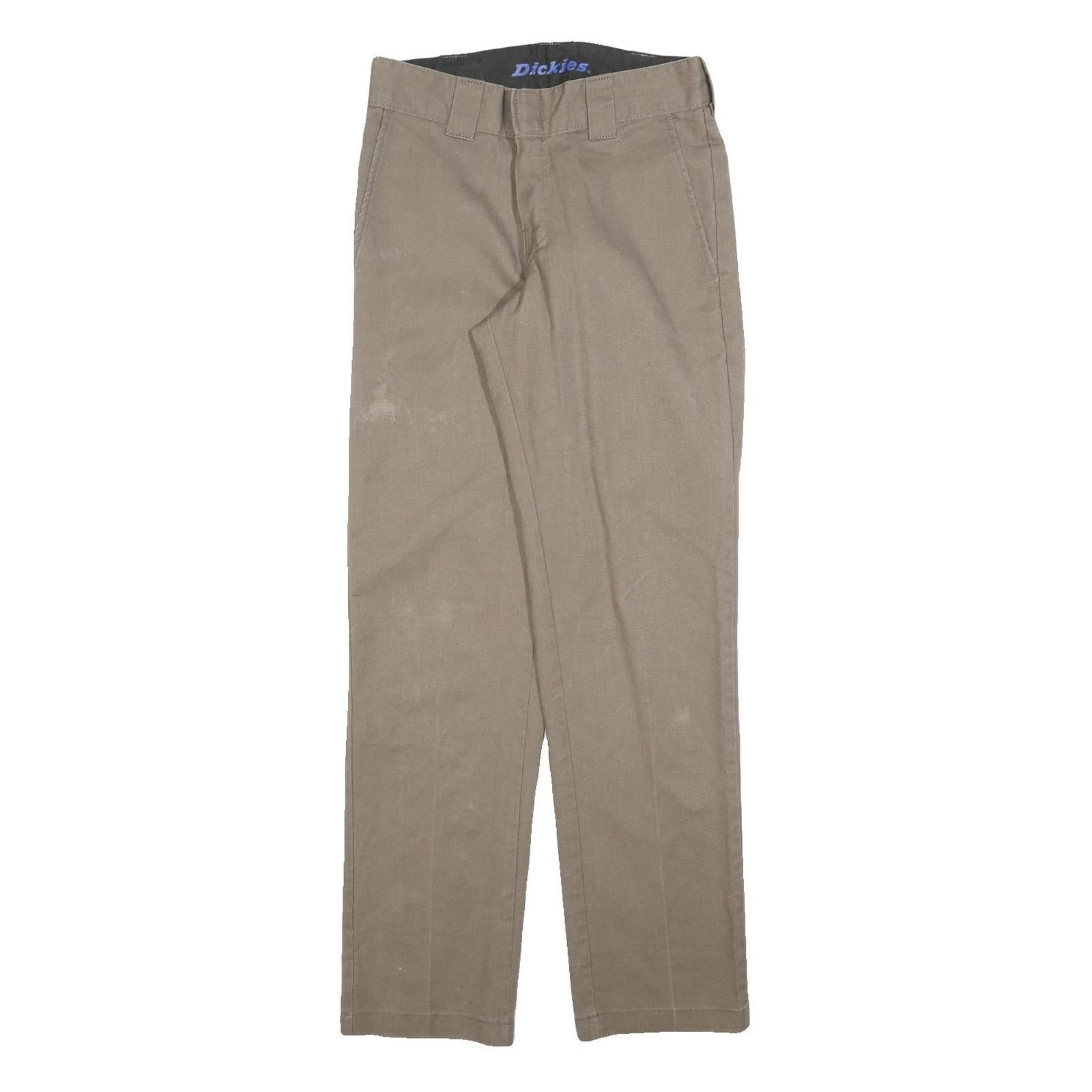 DICKIES Mens Cotton Blend Beige Regular Fit Straight Leg Trousers W29 L32