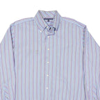 TOMMY HILFIGER Mens Blue & Purple Stripe Shirt L Button Down Cotton Blend Formal