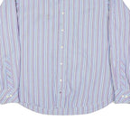TOMMY HILFIGER Mens Blue & Purple Stripe Shirt L Button Down Cotton Blend Formal
