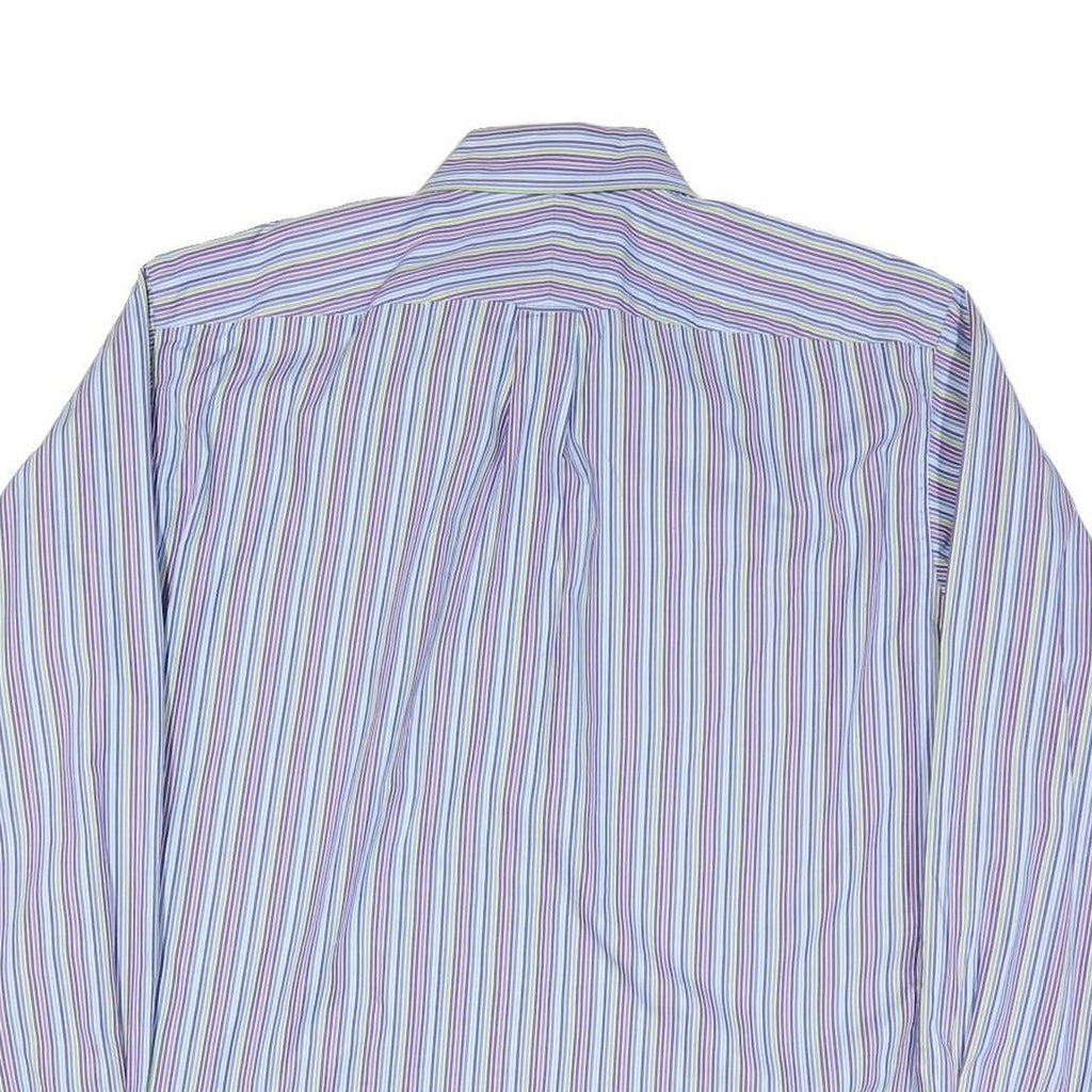 TOMMY HILFIGER Mens Blue & Purple Stripe Shirt L Button Down Cotton Blend Formal