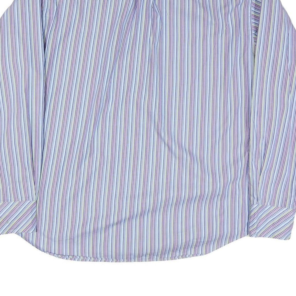 TOMMY HILFIGER Mens Blue & Purple Stripe Shirt L Button Down Cotton Blend Formal