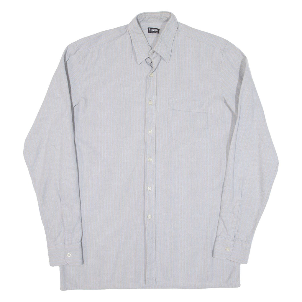 Mens Shirt Grey Striped Long Sleeve M