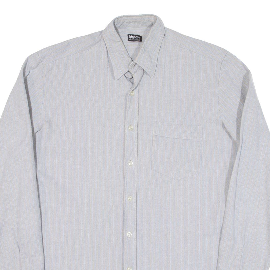 Mens Shirt Grey Striped Long Sleeve M