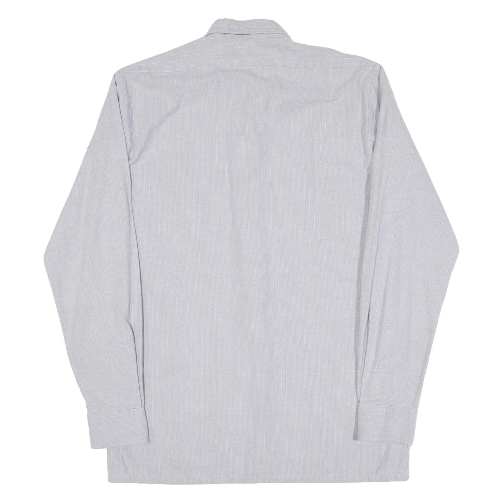 Mens Shirt Grey Striped Long Sleeve M