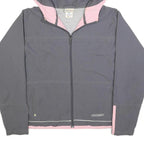 REEBOK Womens Grey & Pink Lightweight Zip Jacket UK 14 Polyester Blend Hooded